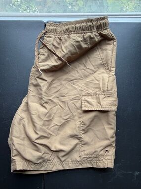 Old Navy Men's Drawstring Cargo Swim Trunks in Khaki Brown